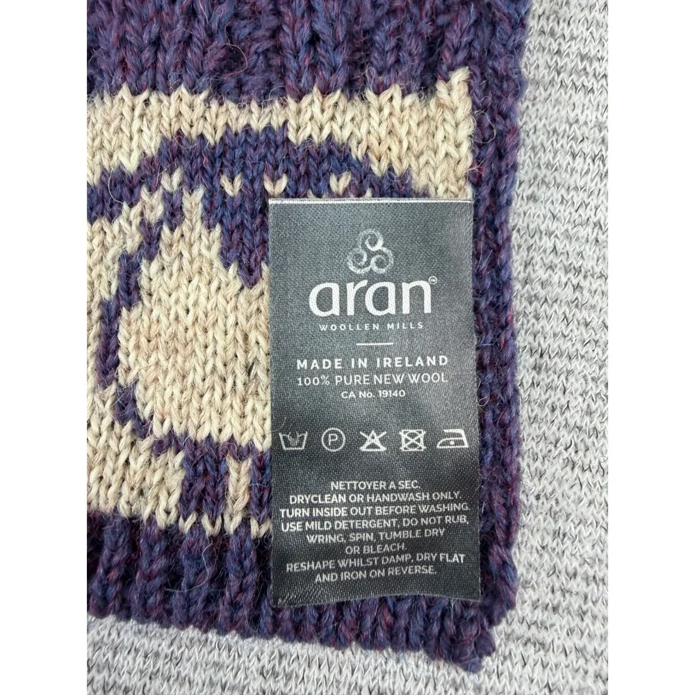 Aran Woollen Mills Purple Sheep Scarf Mens 100% Pure New Wool Made in Ireland